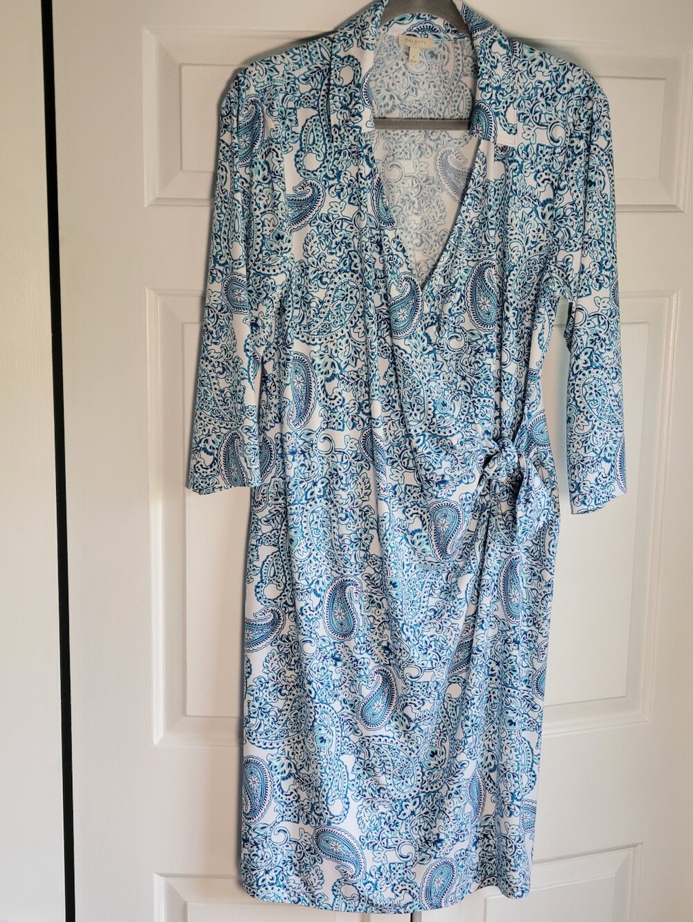 Talbots Plus Blue Paisley Faux Wrap Dress